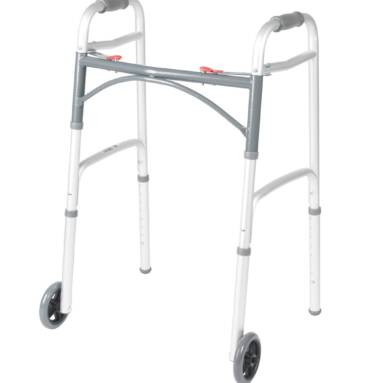 Deluxe Two Button Folding Walker with 5" Wheels