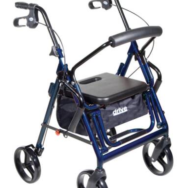 Duet Dual Function Transport Wheelchair Rollator Rolling Walker, Blue