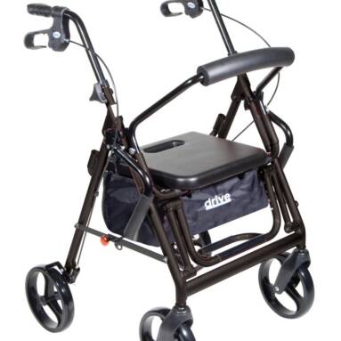 Duet Dual Function Transport Wheelchair Rollator Rolling Walker, Black