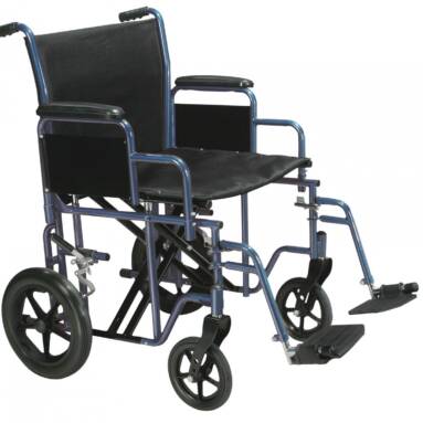 Bariatric Heavy Duty Blue Transport Wheelchair with Swing Away Footrest - btr22-b