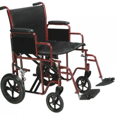 Bariatric Heavy Duty Red Transport Wheelchair with Swing Away Footrest - btr22-r