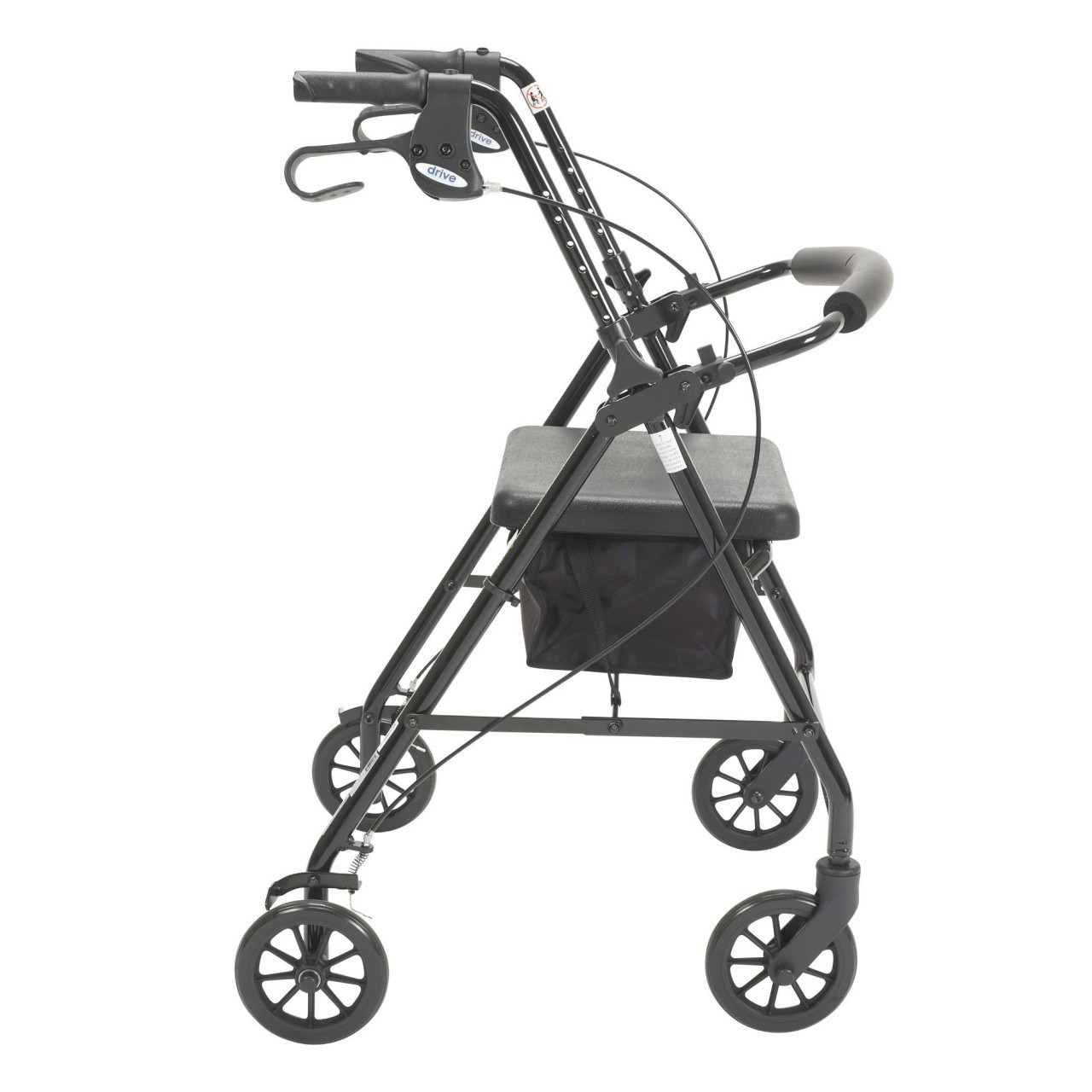 Black Rollator Walker with Fold Up and Removable Back Support and Padded Seat - r726bk - Image 6