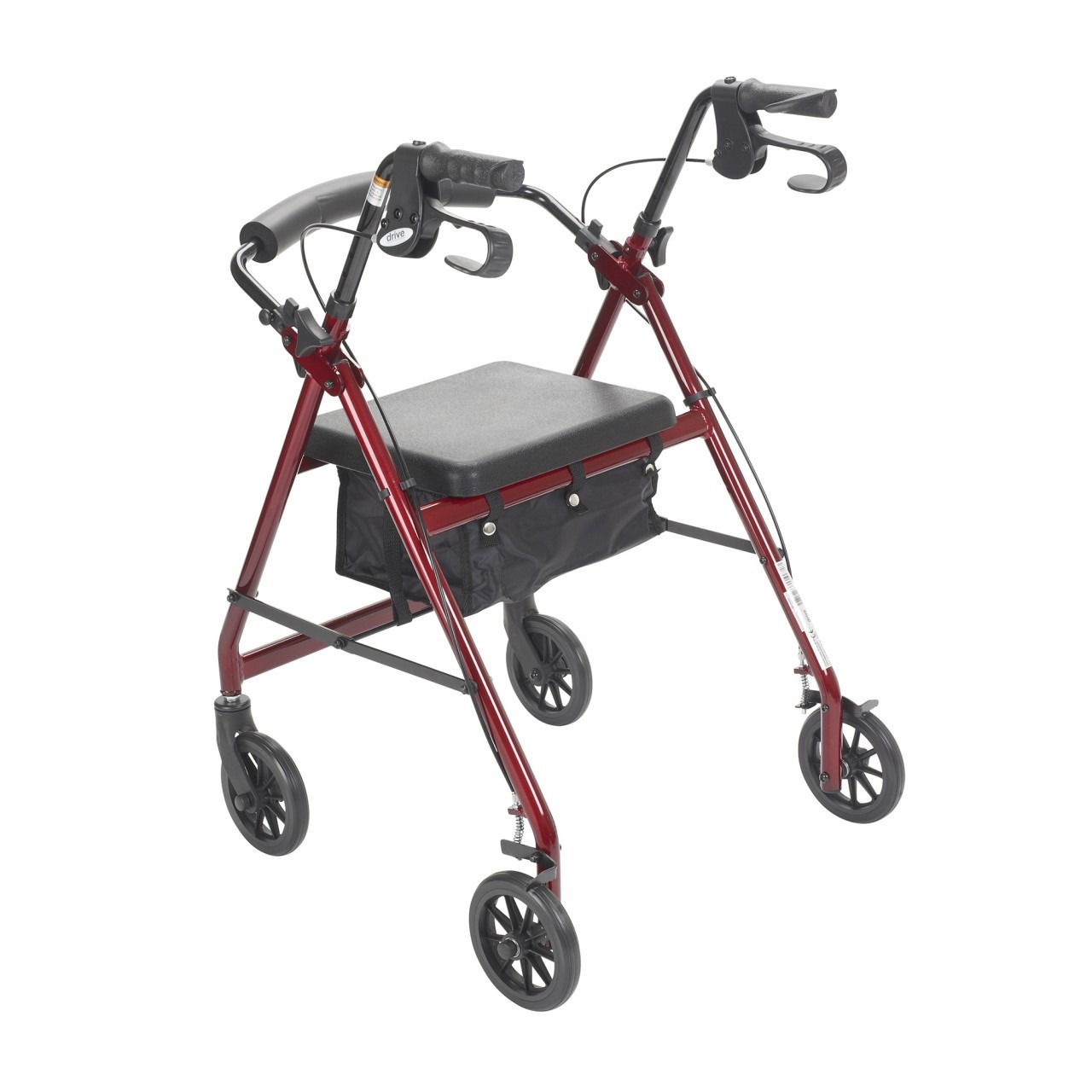 Red Rollator Walker with Fold Up and Removable Back Support and Padded Seat - r726rd - Image 3
