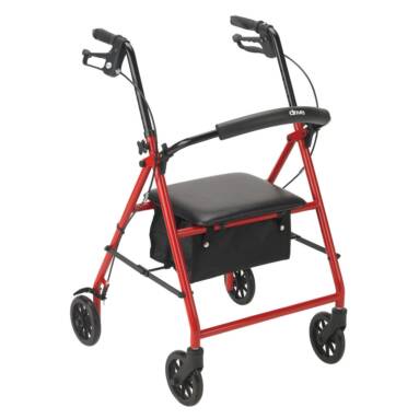 Rollator Rolling Walker with 6" Wheels, Red