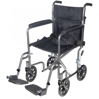 Lightweight Steel Transport Wheelchair with Fixed Full Arms - tr39e-sv