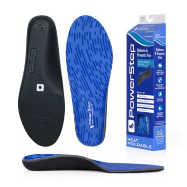 PowerStep Heat Moldable insoles – top, bottom, side and box