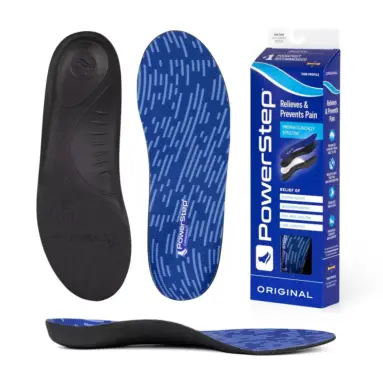 PowerStep Original insoles – top, bottom, side and box