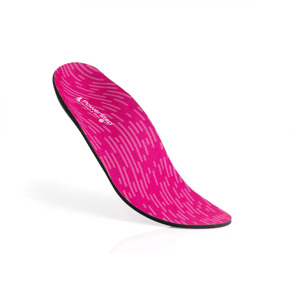 PowerStep Pinnacle Pink insoles โ angled view of the arch support