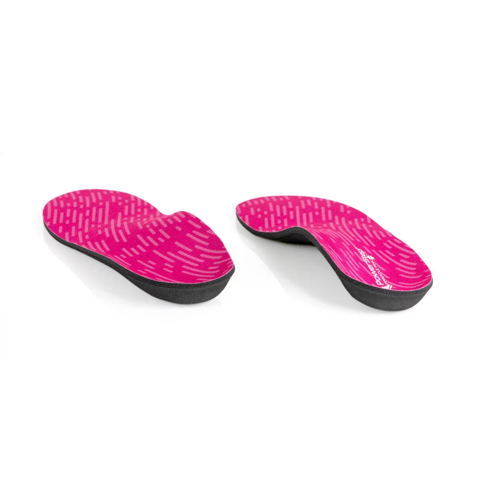 PowerStep Pinnacle Pink insoles โ heel-to-toe view showing the heel cradle
