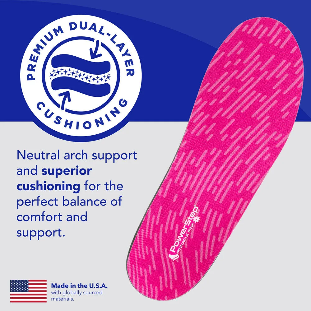PowerStep Pinnacle Pink insoles โ main feature callout