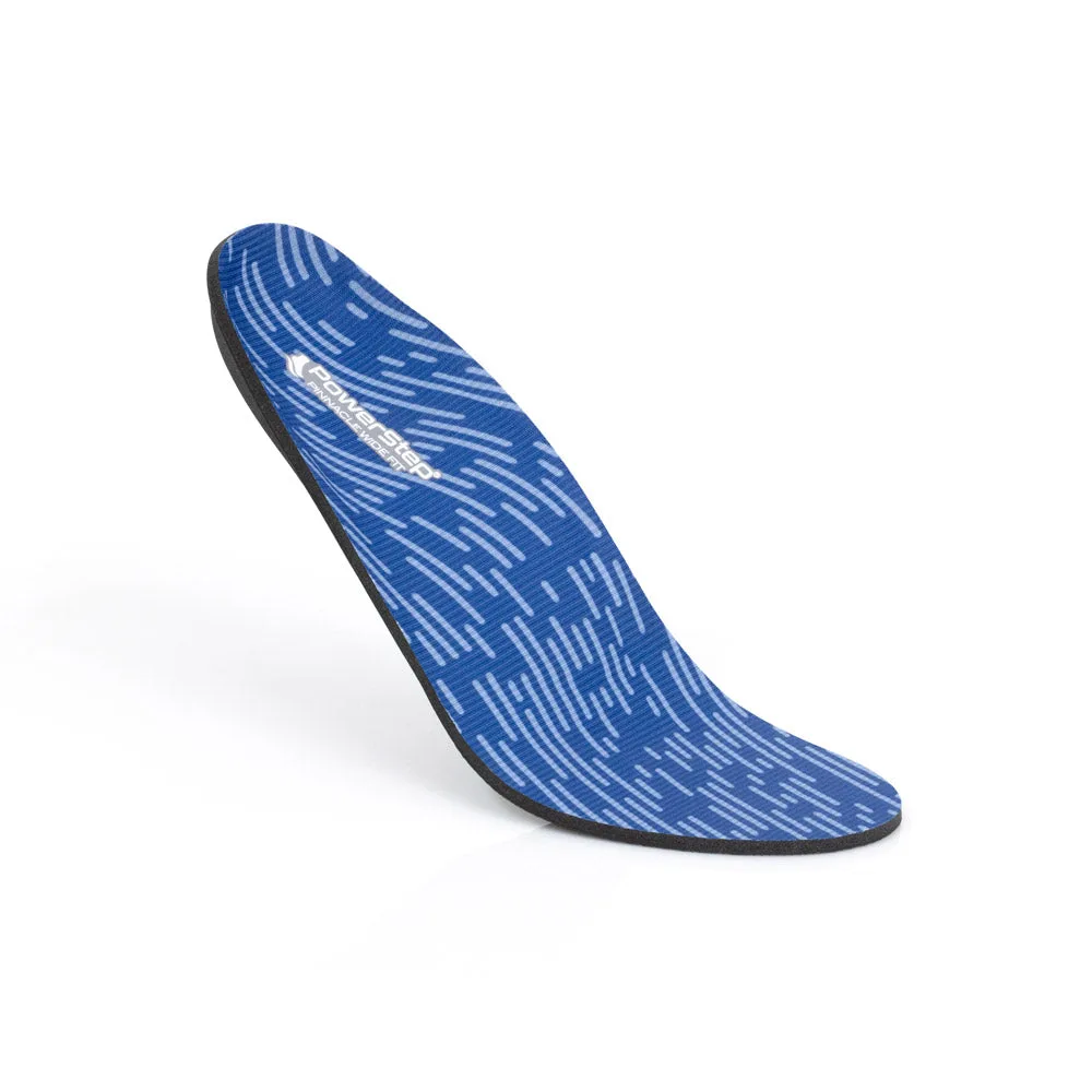 PowerStep Pinnacle Wide Fit insoles – angled view of the arch support