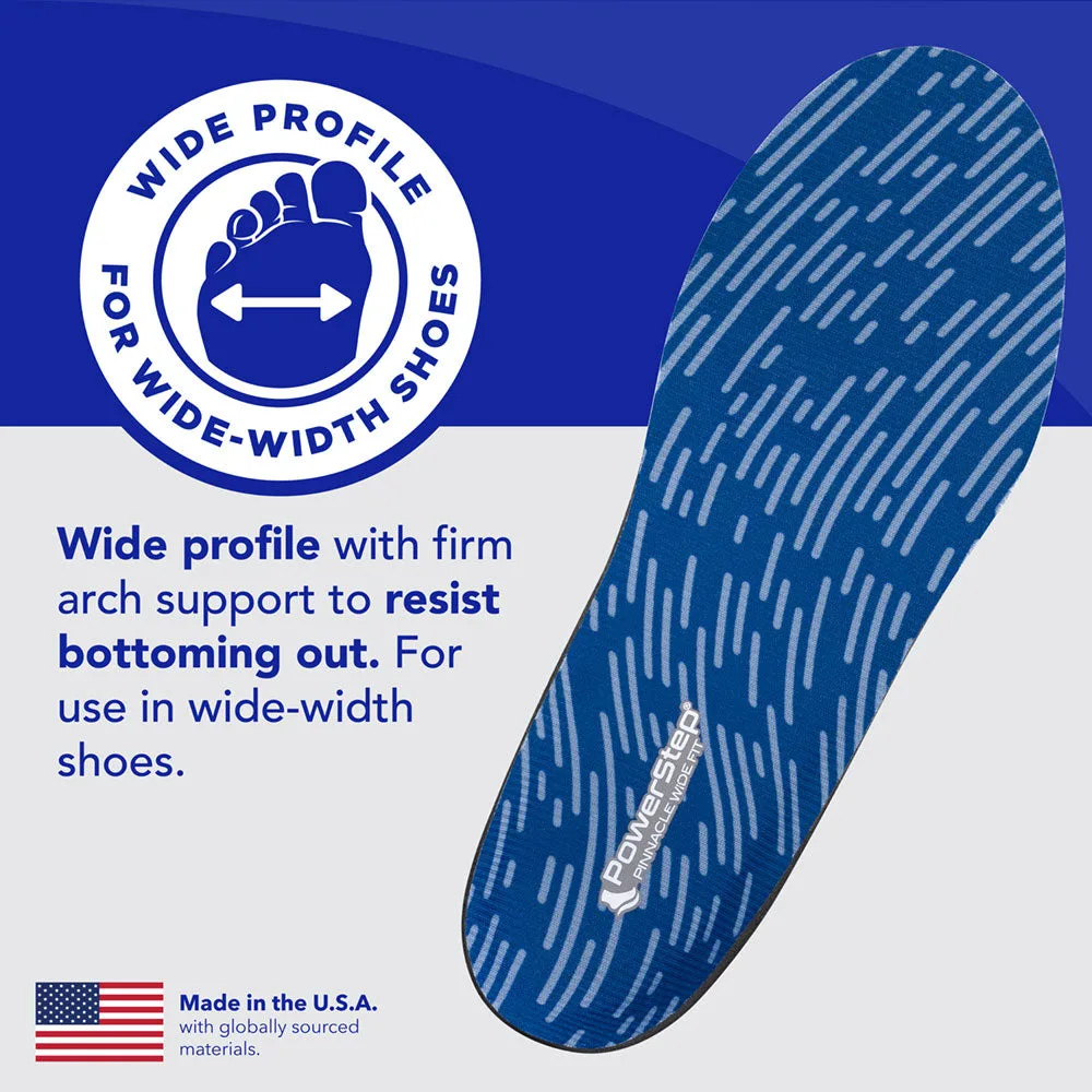 PowerStep Pinnacle Wide Fit insoles – main feature callout